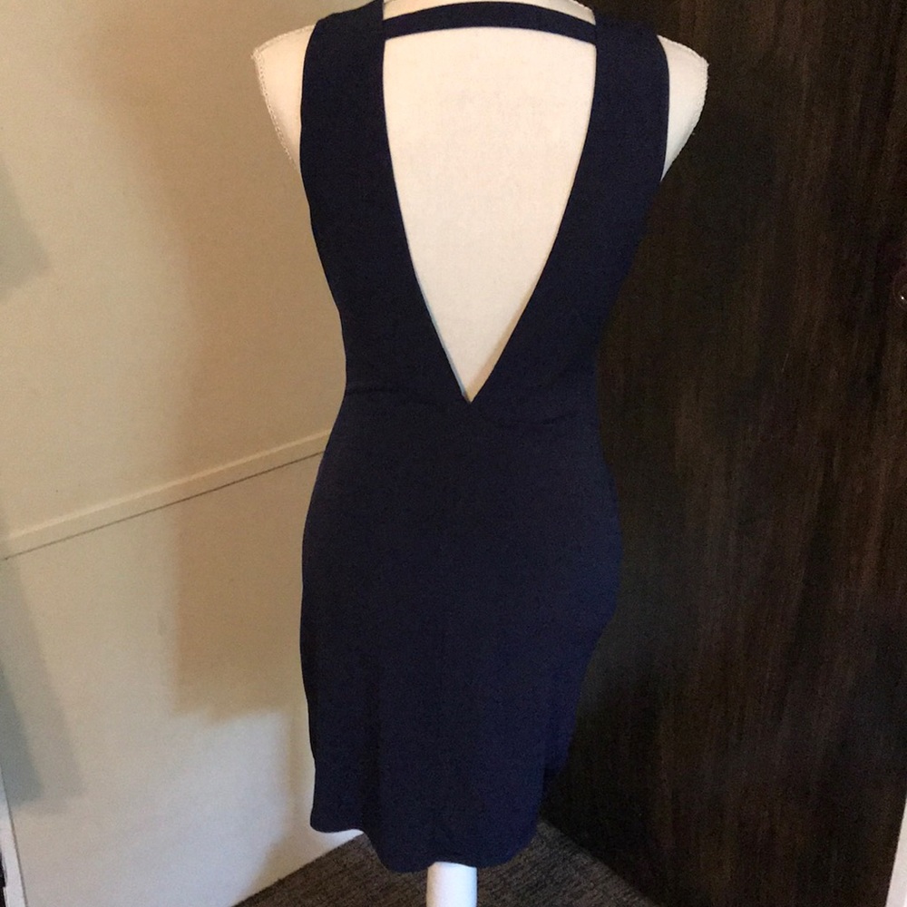 Bcbgeneration Form Fitting Navy Ruched Dress - M - image 4